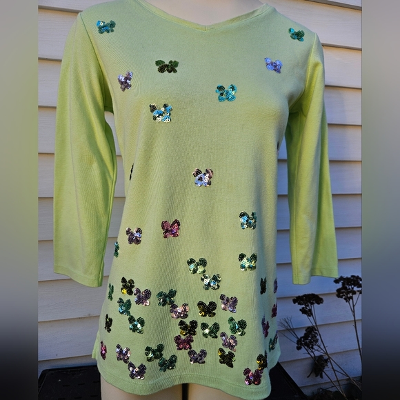 Quacker Factory Tops - Quacker Factory Butterfly 3/4 Sleeve